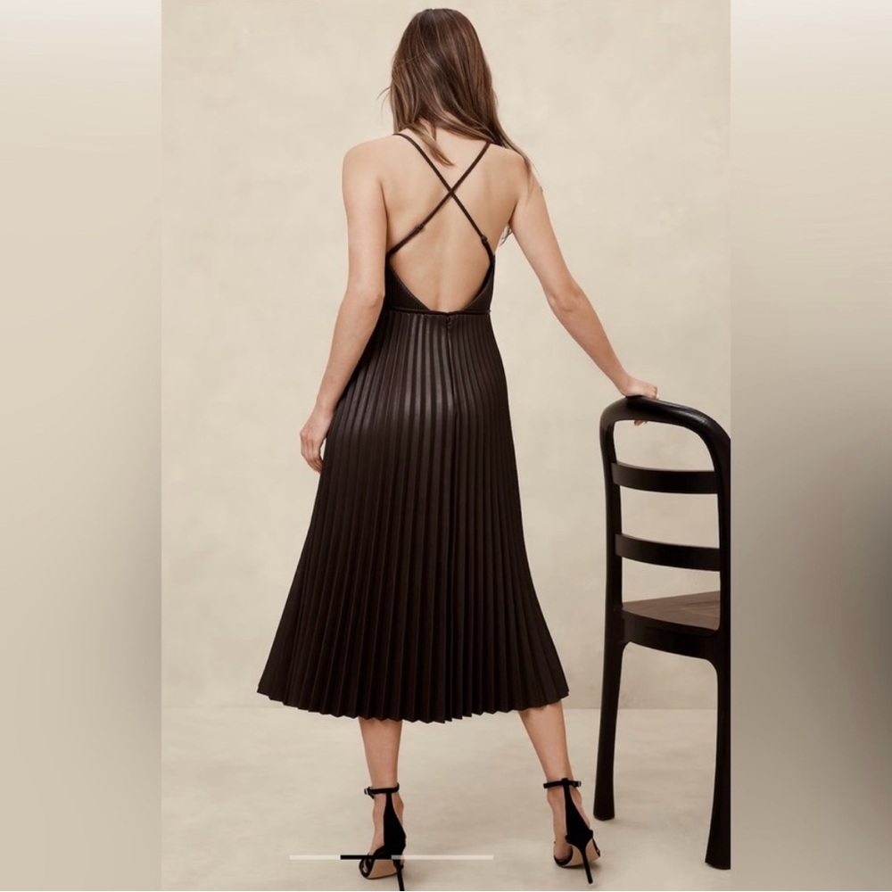 NWT faux leather accordion dress